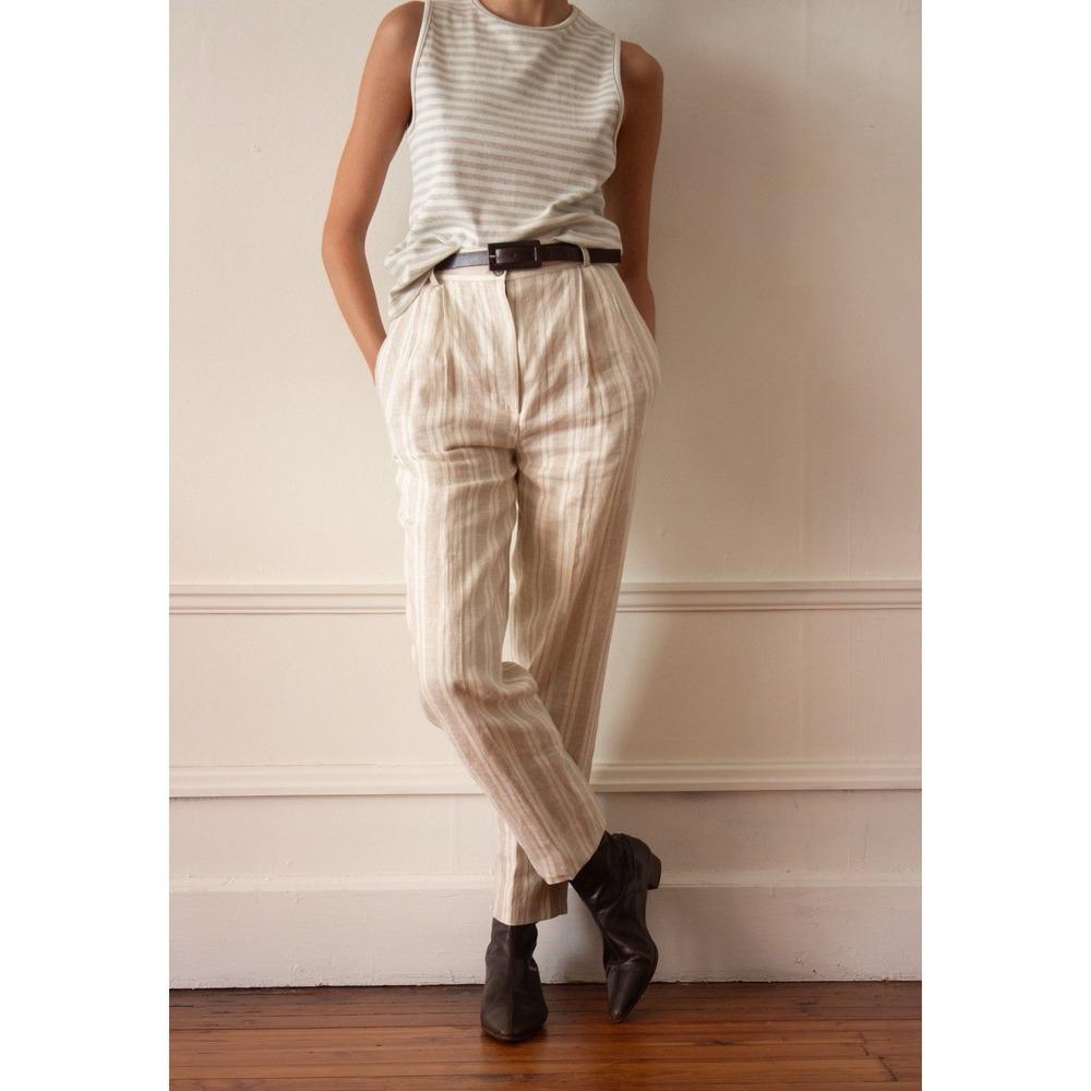 1980s Herve Benard Striped Linen Trousers